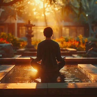 man-meditating-cultural-garden-medium-shot