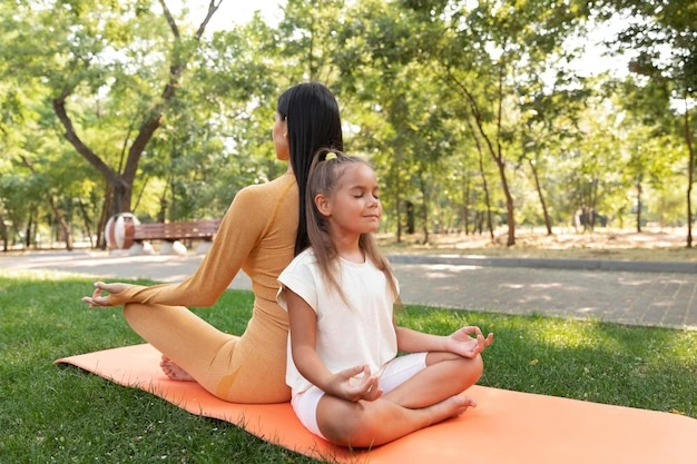 Teenagers practicing yoga or engaged in mindful activities